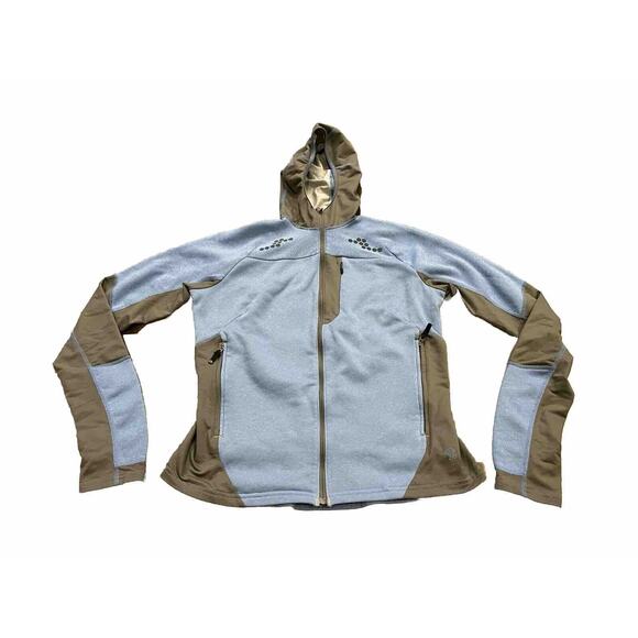 Mountain Hardwear Tops - Mountain Hardwear Womens Blue Gray Full Zip Hooded Fleece Jacket Size M MEDIUM
